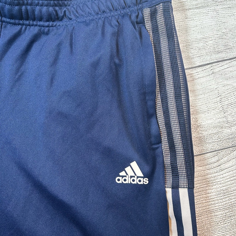 Adidas Kids Blue Joggers with White Stripes - Picture 3 of 8
